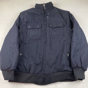 Sportier Bomber Jacket Men’s XL Wool Blend Military Hideaway Hood Quilt Lined